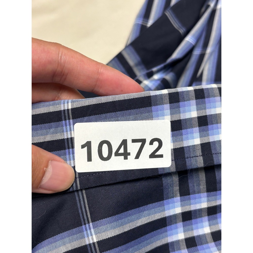Burberry London Mens XXL Navy Blue Plaid Button Down Shirt Made in USA Cotton - Picture 11 of 11